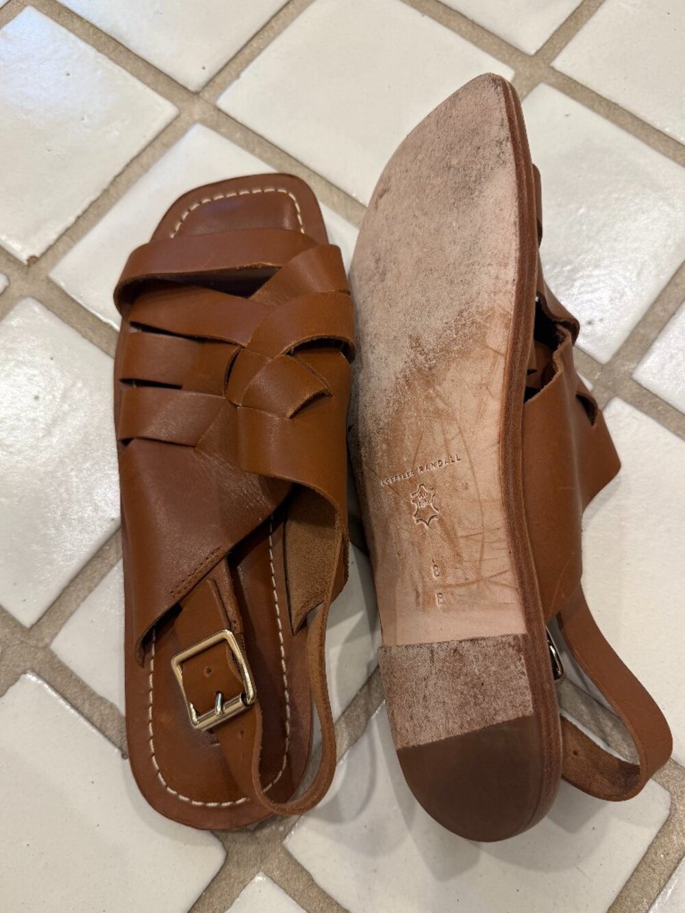 Loeffler Randall Grayson Braided Leather Flat Sandals Size 8